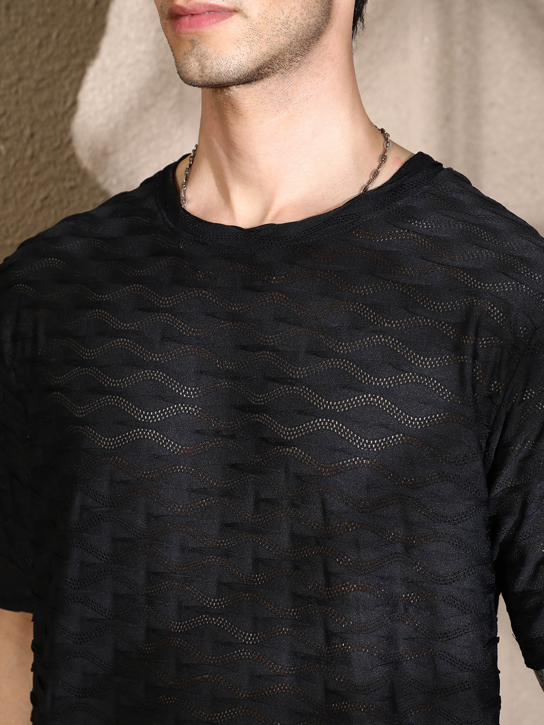 Wave-Tactile Oversized T-Shirt