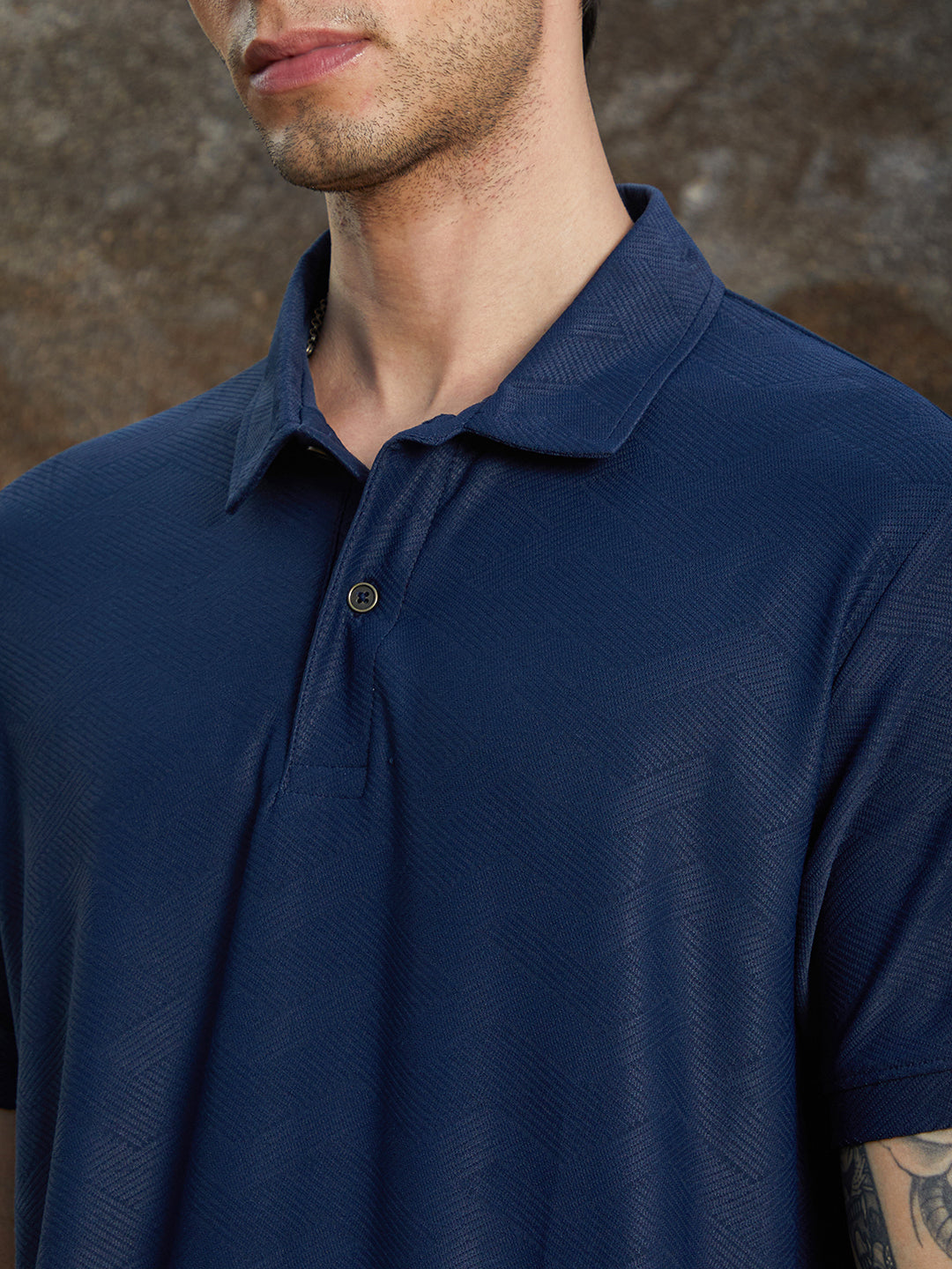 Basket-Textured Polo T-Shirt