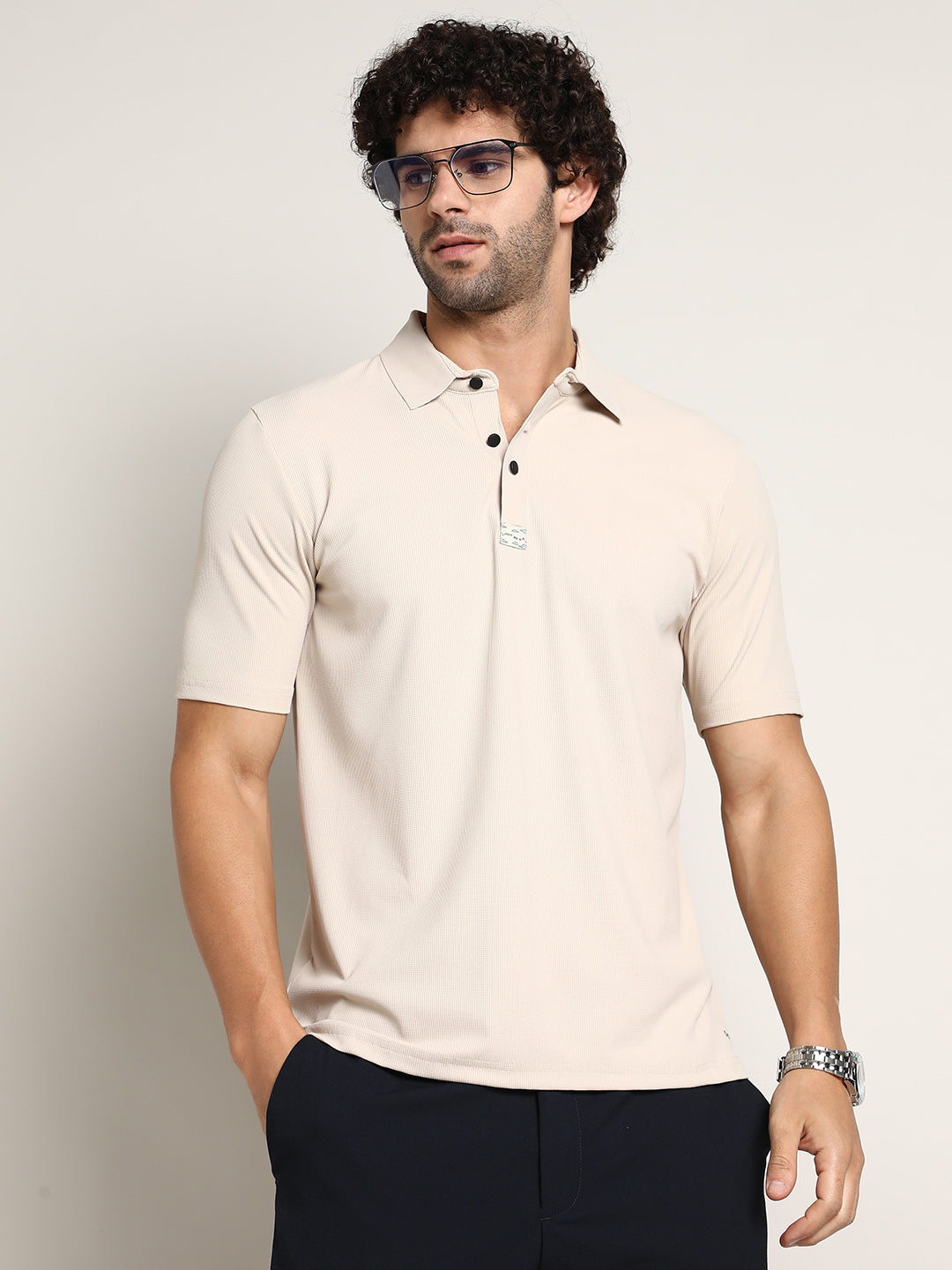 Seamless Ribbed Polo T-Shirt