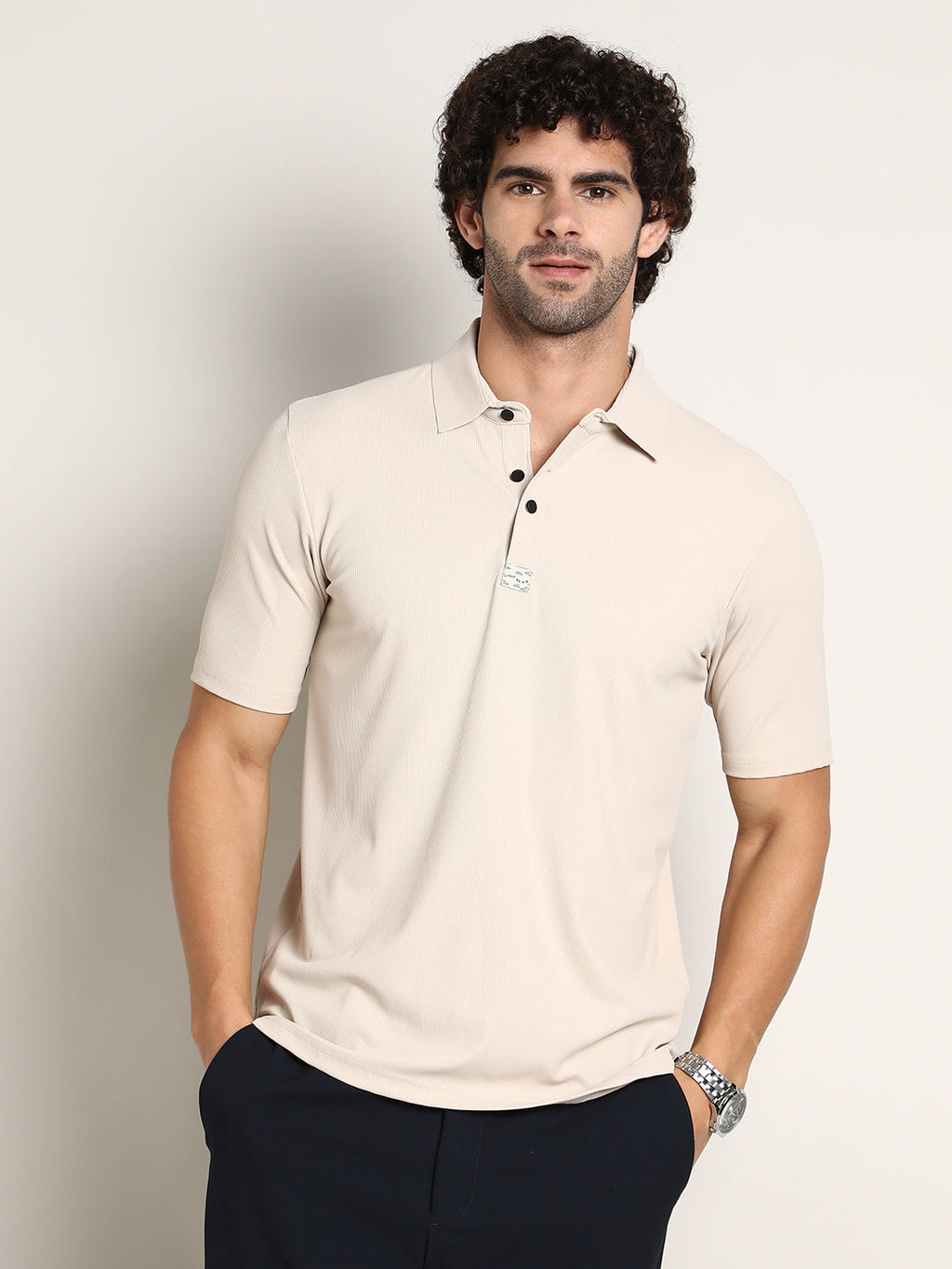 Seamless Ribbed Polo T-Shirt