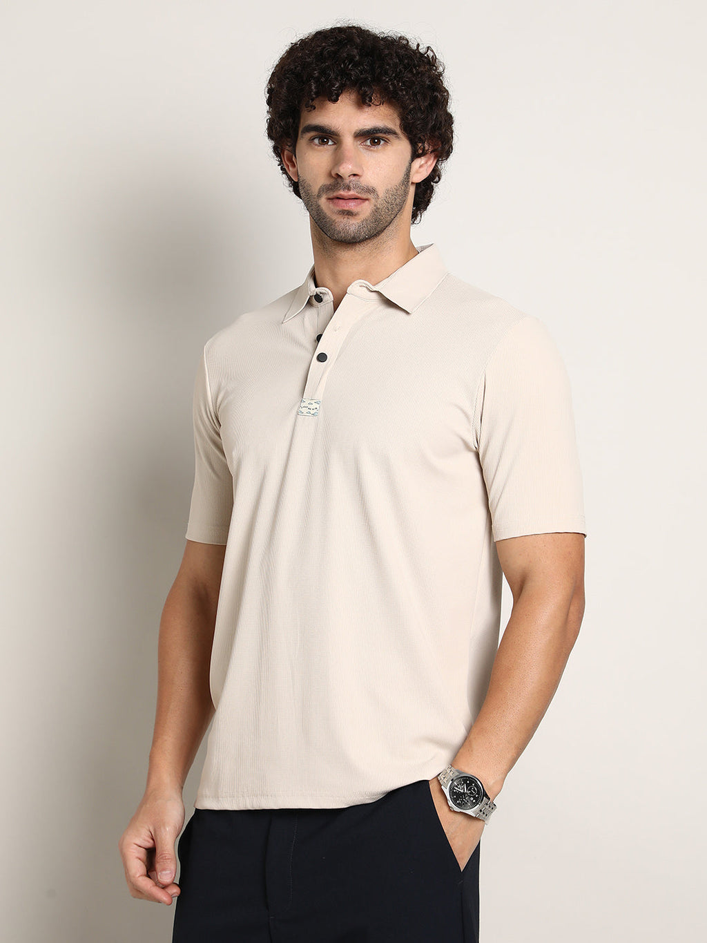 Seamless Ribbed Polo T-Shirt