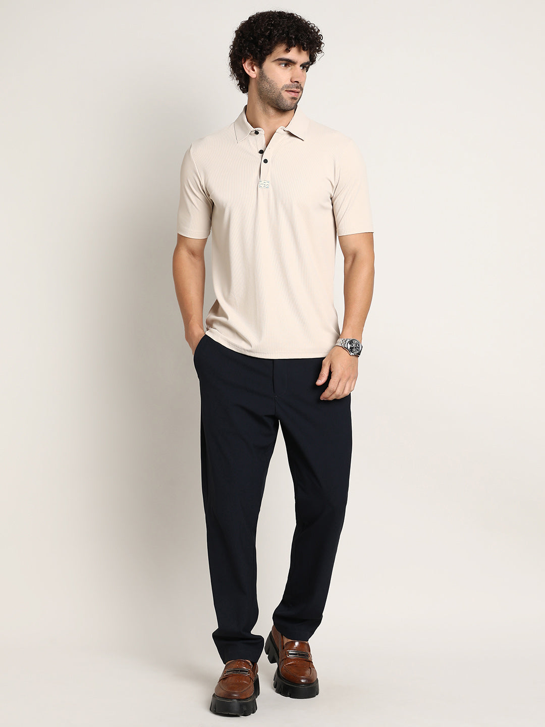Seamless Ribbed Polo T-Shirt