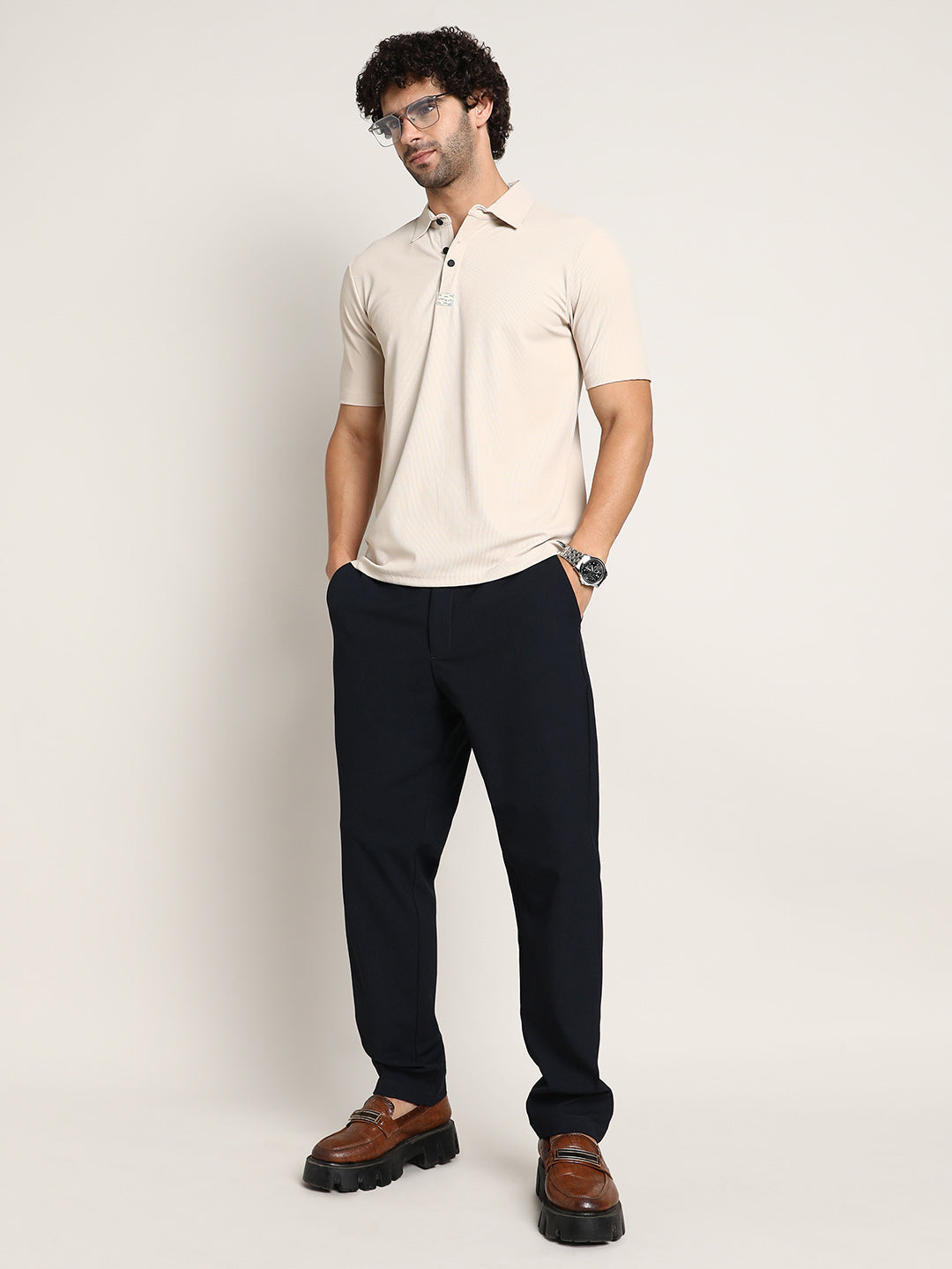 Seamless Ribbed Polo T-Shirt
