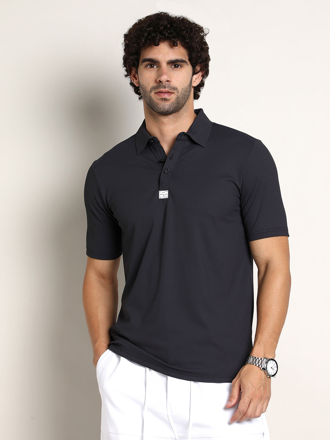 Seamless Ribbed Polo T-Shirt