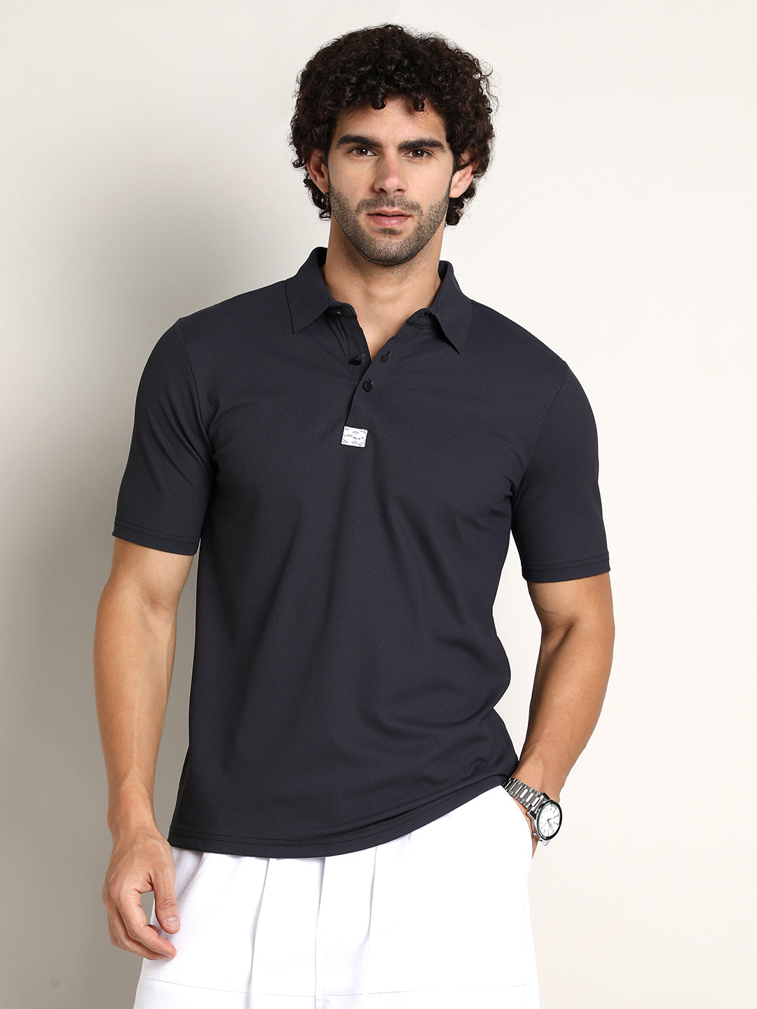 Seamless Ribbed Polo T-Shirt