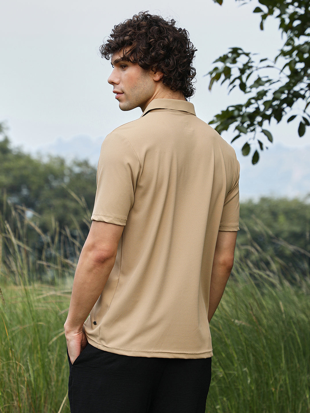 Solid Knit Polo T-Shirt