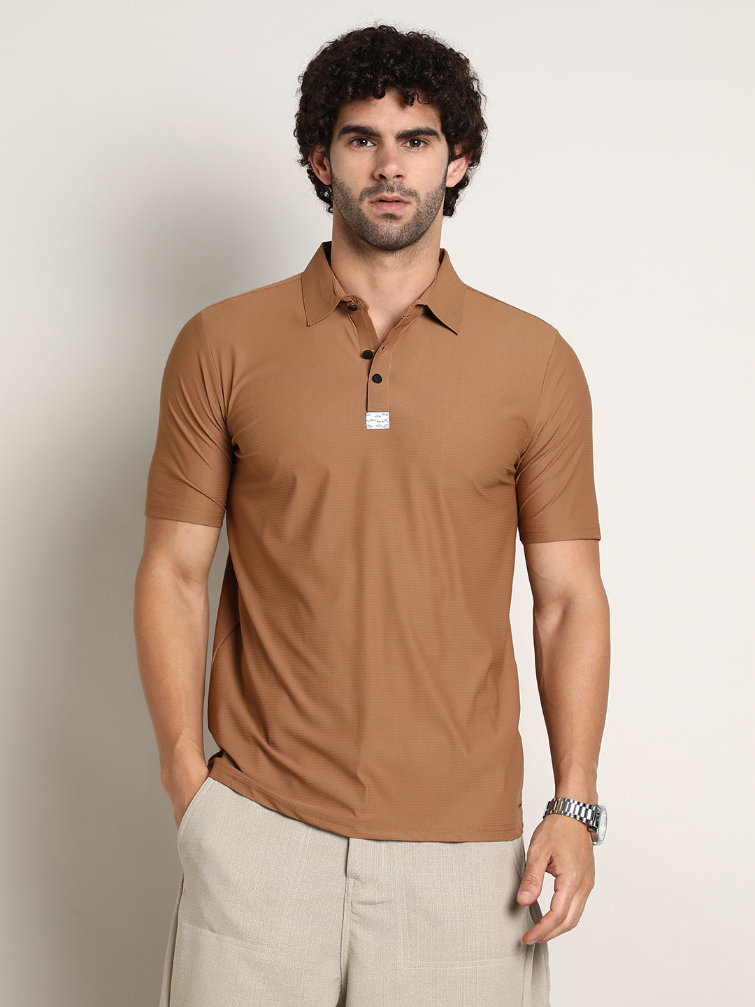 Seamless Waffle Polo T-Shirt