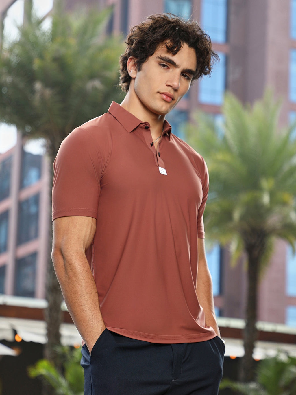 Seamless Solid Polo T-Shirt