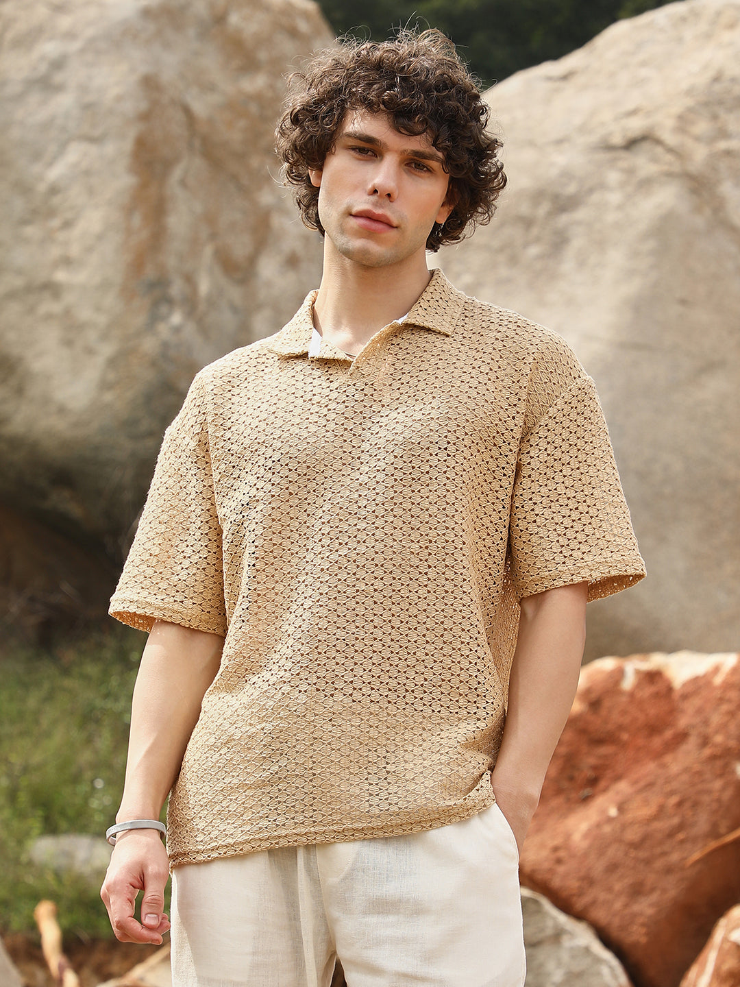 Lozenge Oversized Polo T-Shirt