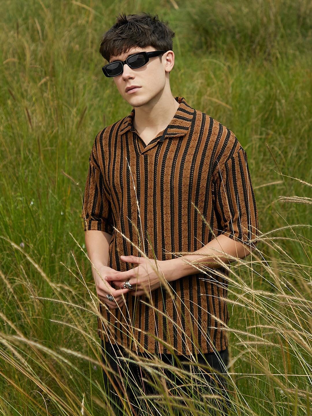 Clover-Striped Polo T-Shirt