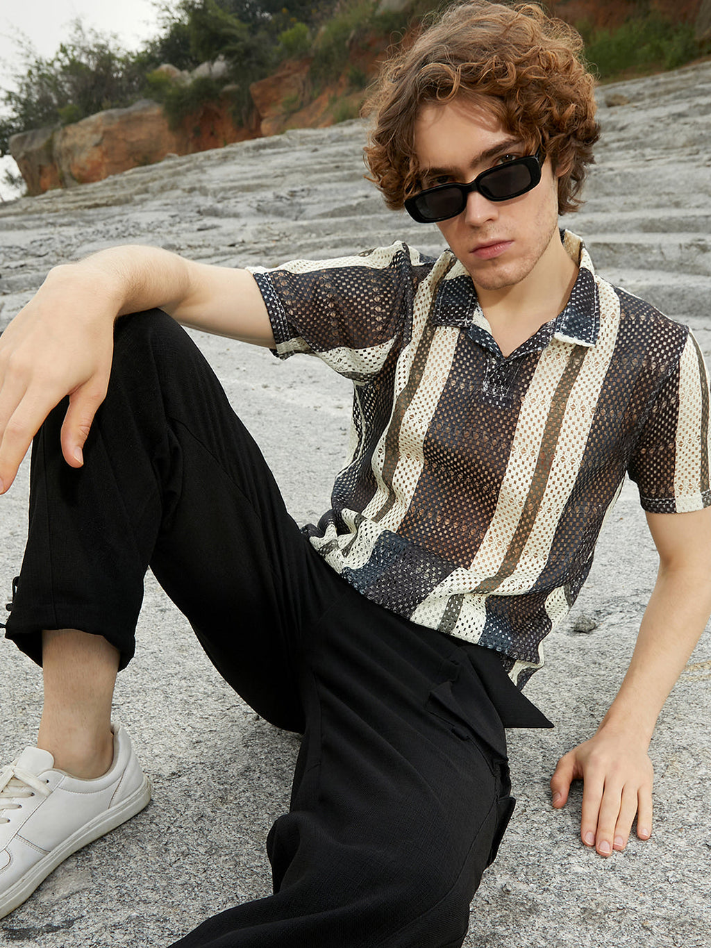 Panel Knit PoloT-Shirt