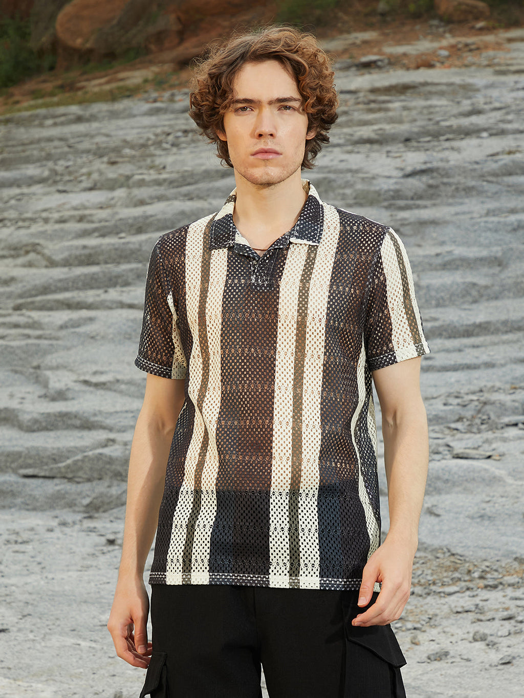 Panel Knit PoloT-Shirt