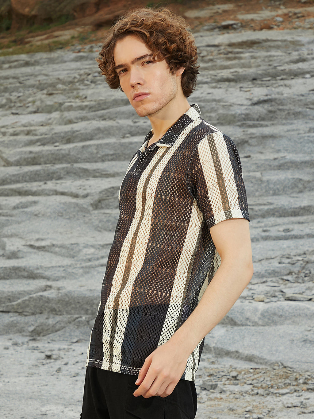 Panel Knit PoloT-Shirt