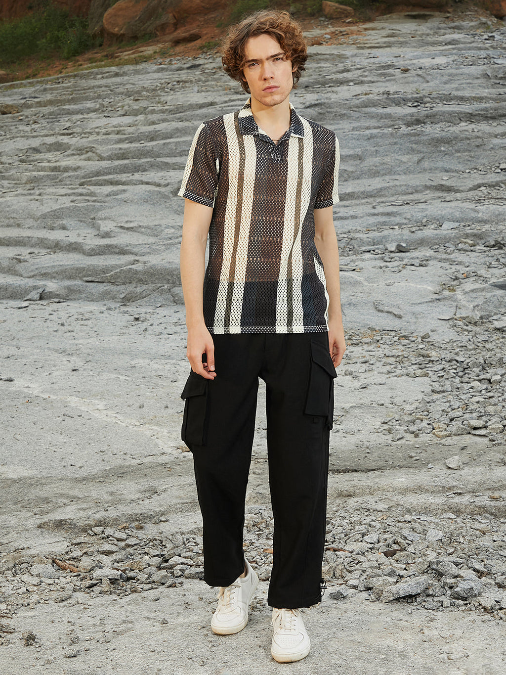 Panel Knit PoloT-Shirt