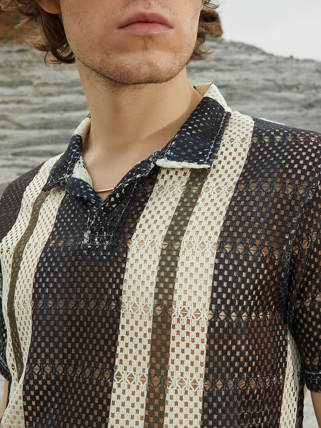 Panel Knit PoloT-Shirt