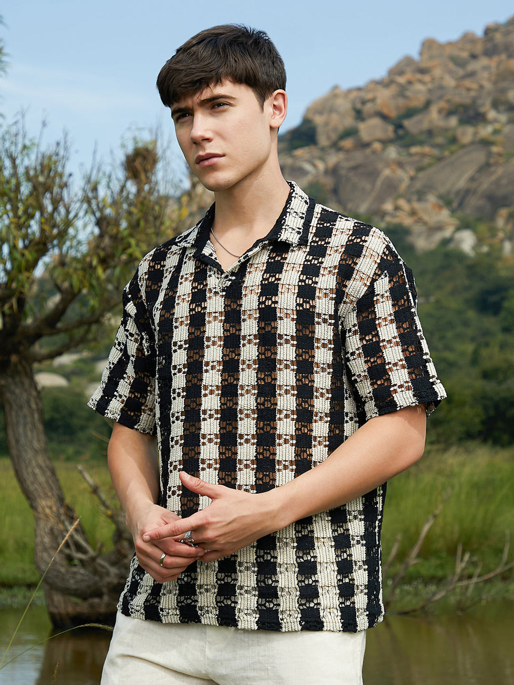 Track-Stripe Oversized Polo T-Shirt