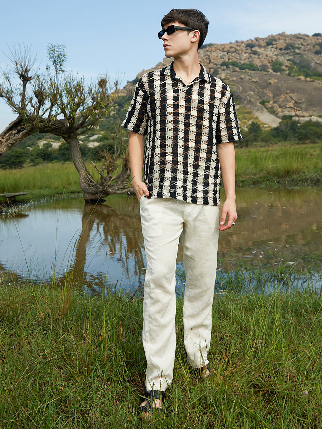 Track-Stripe Oversized Polo T-Shirt