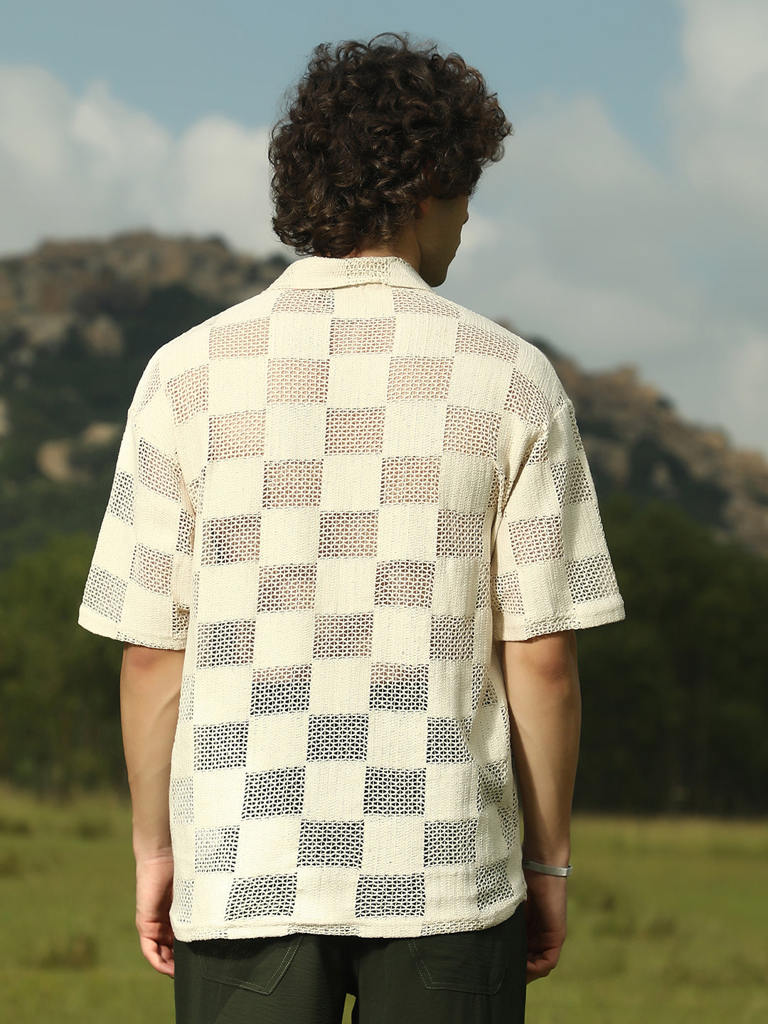 Grid Oversized Polo T-Shirt