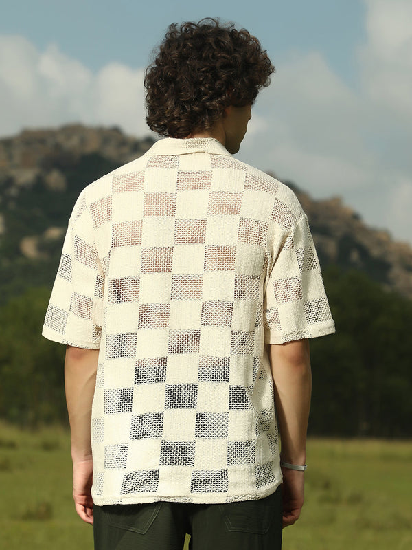 Grid Oversized Polo T-Shirt