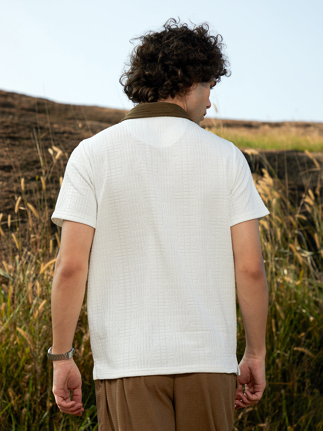 Oblique-Block Polo T-Shirt