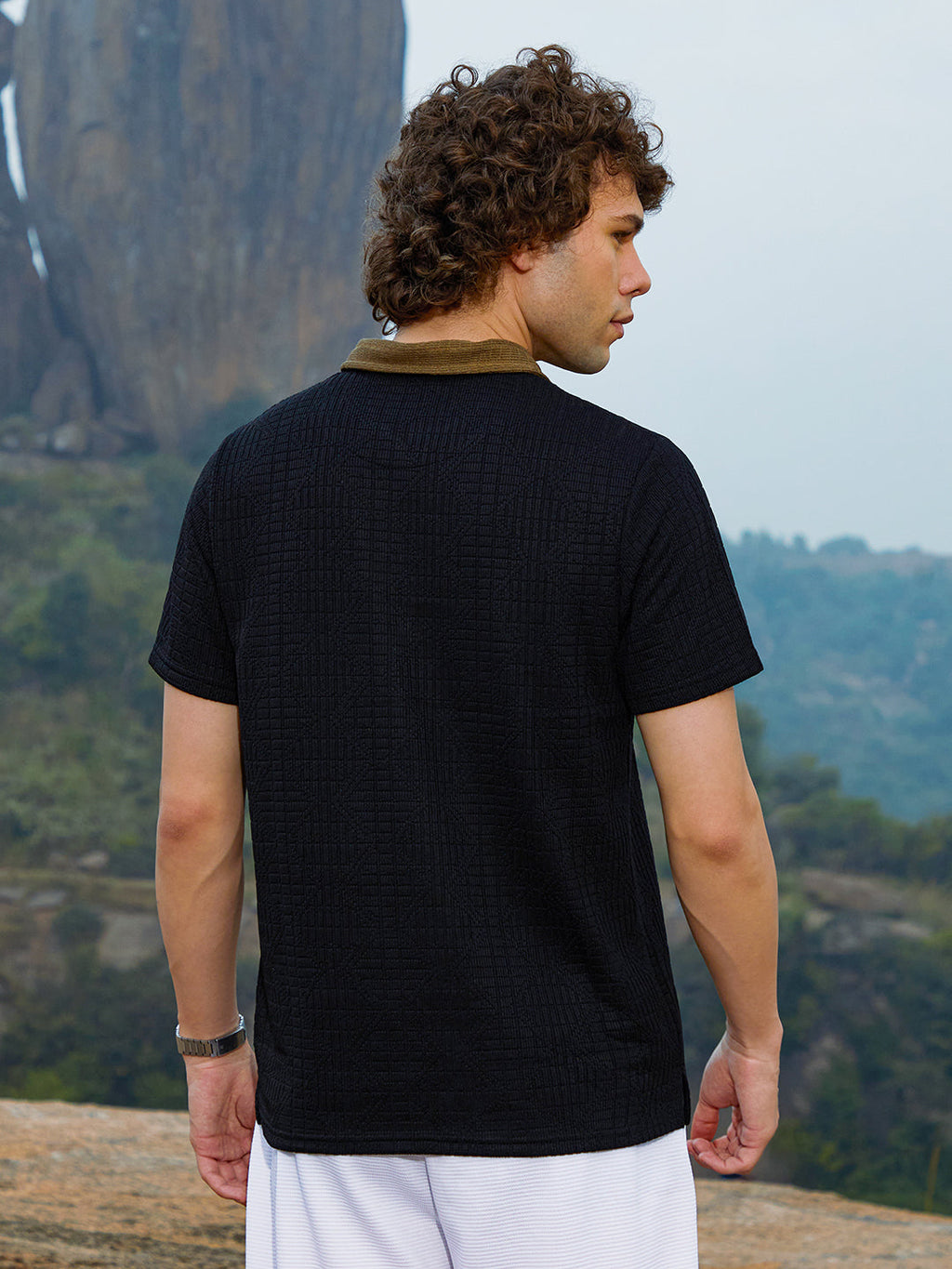 Oblique-Block Polo T-Shirt