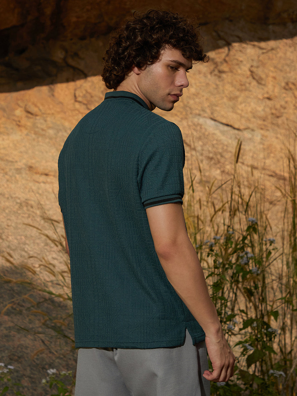 Oblique-Stripe Polo T-Shirt