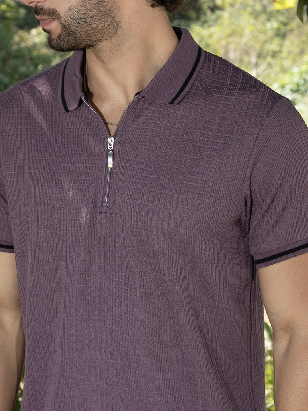 Oblique-Stripe Polo T-Shirt