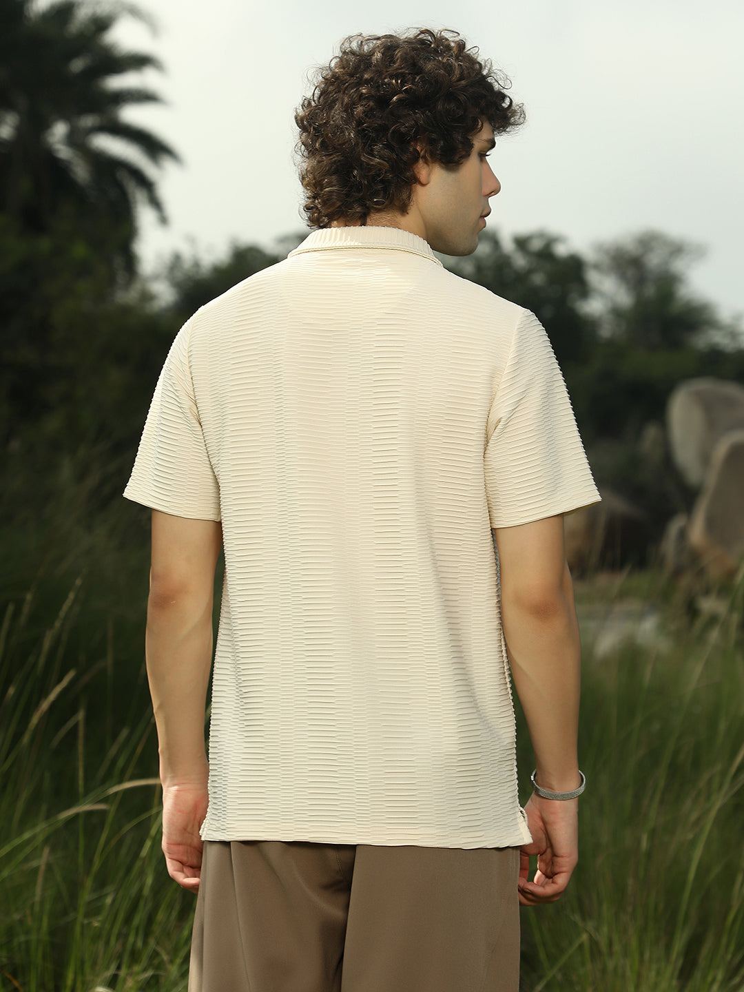 Flatten-Ruched Polo T-Shirt