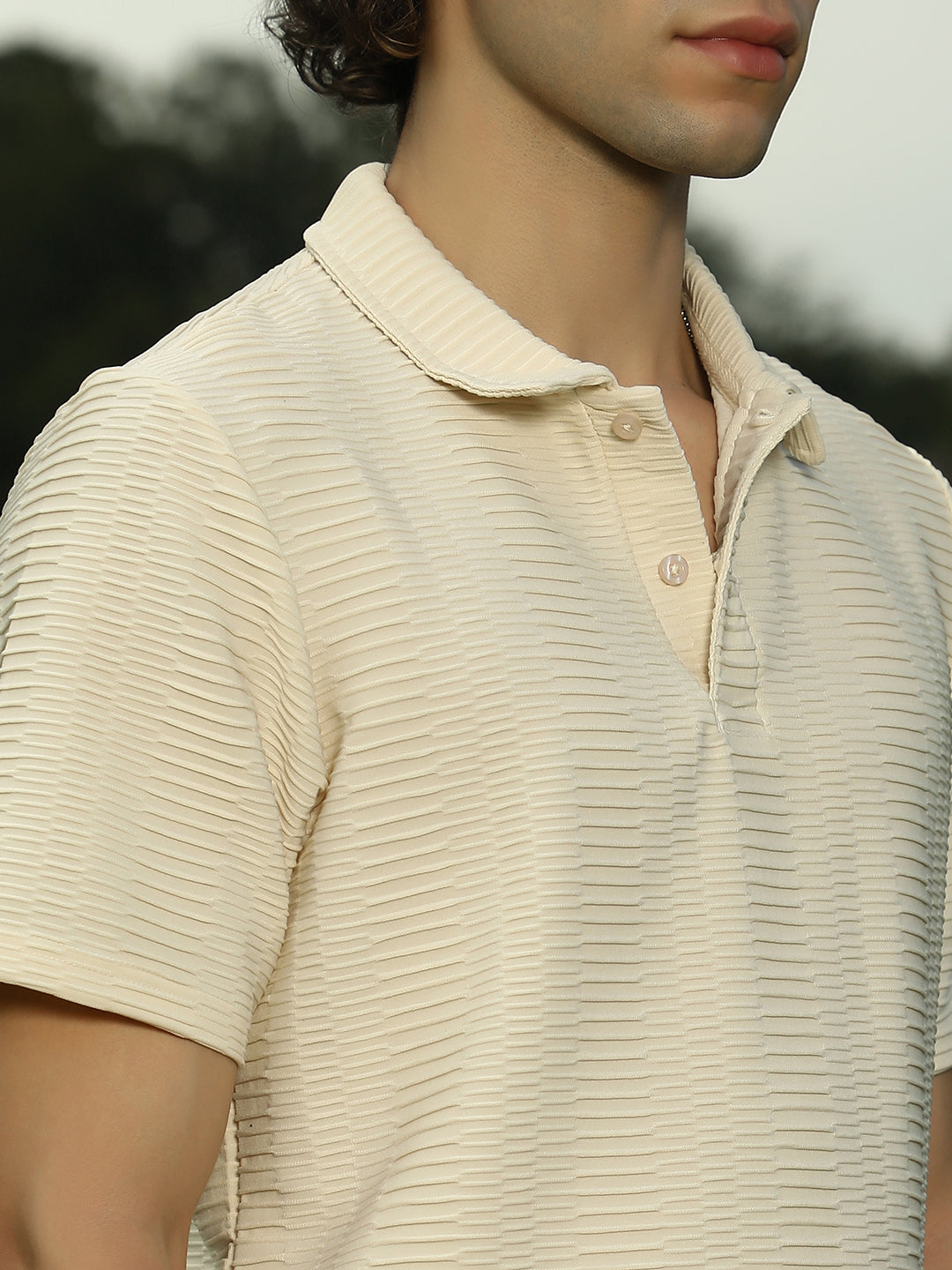 Flatten-Ruched Polo T-Shirt