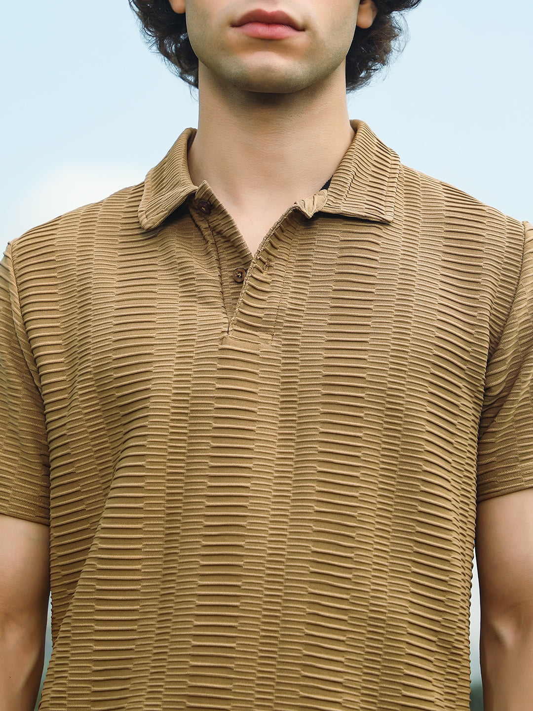 Flatten-Ruched Polo T-Shirt