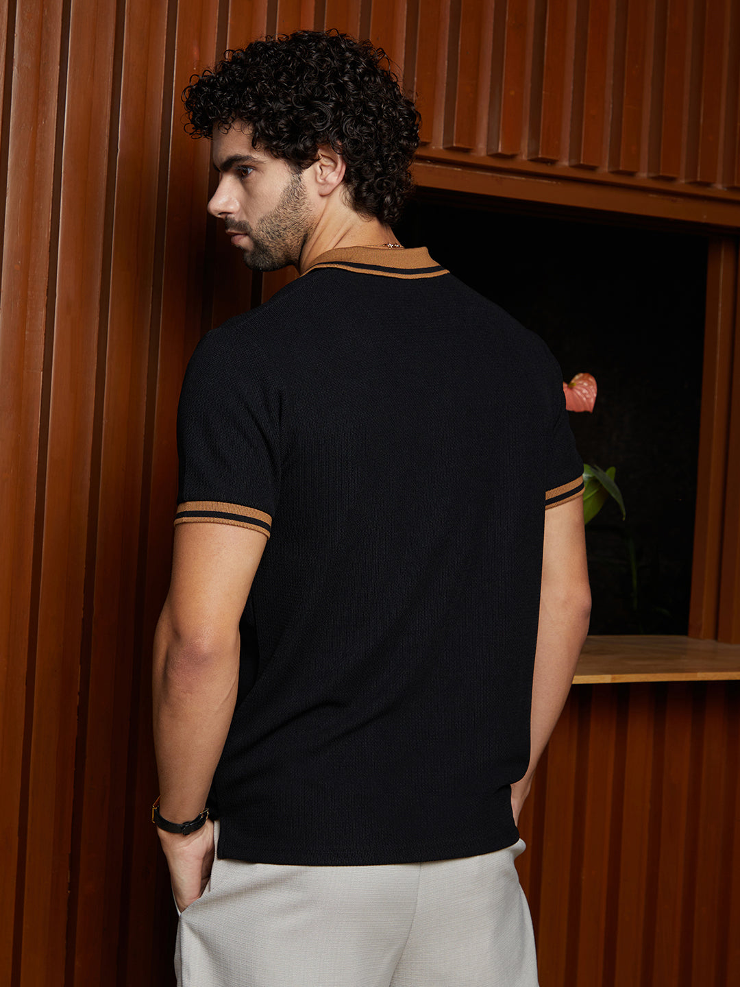 Cuboid-Stripe Polo T-Shirt