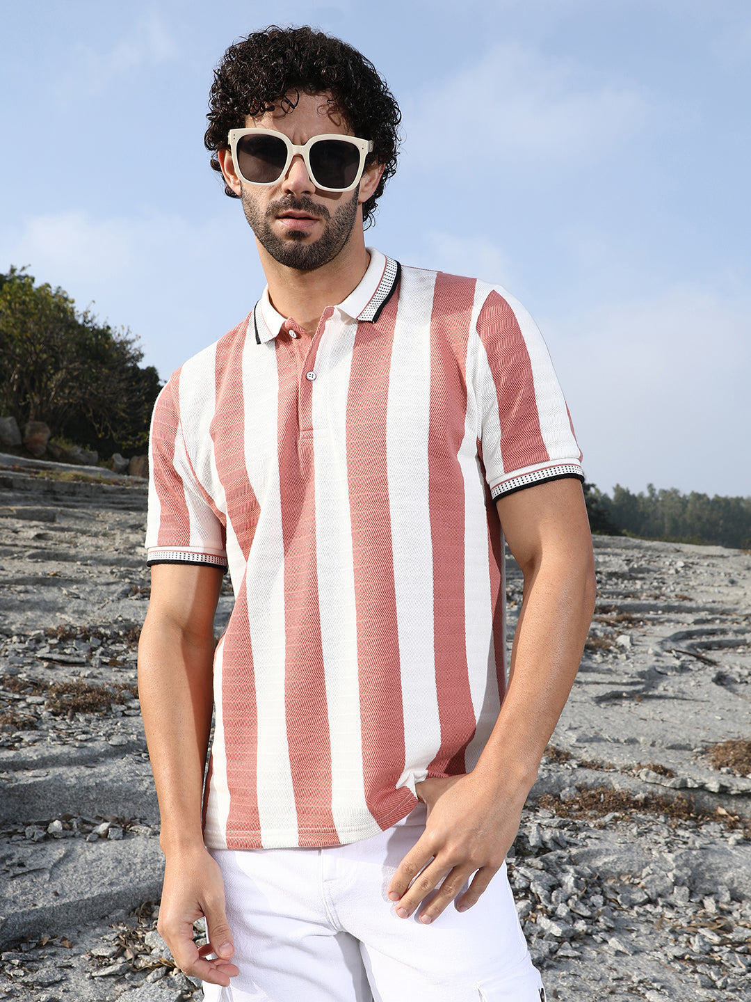 Awning-Striped Polo T-Shirt
