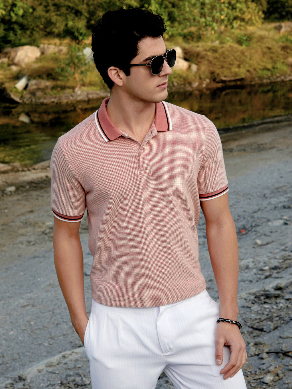 Duo-Hue Knit Polo T-Shirt