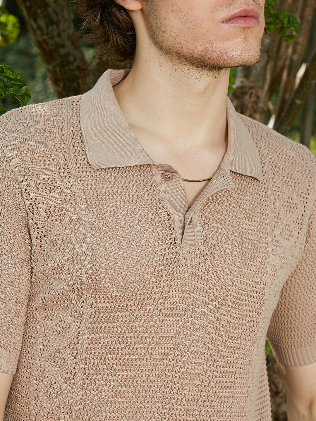 Twill-Knit Polo T-Shirt