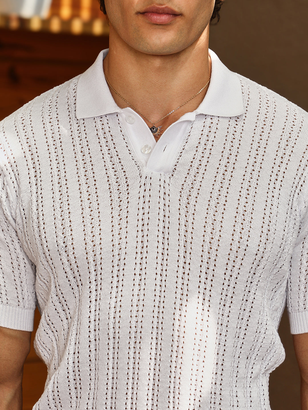 Panelled-Knit Polo T-Shirt