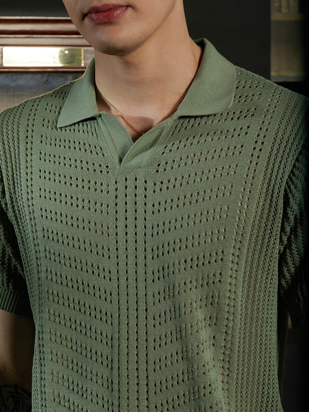 Textured-Knit Polo T-Shirt