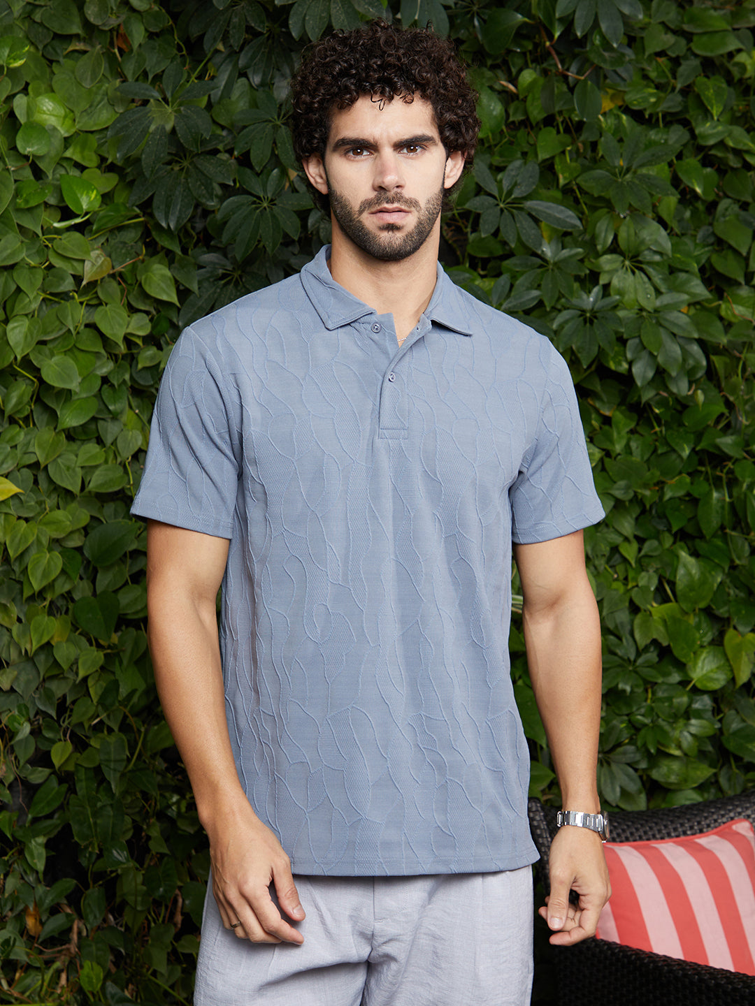 Veined-Tactile Polo T-Shirt