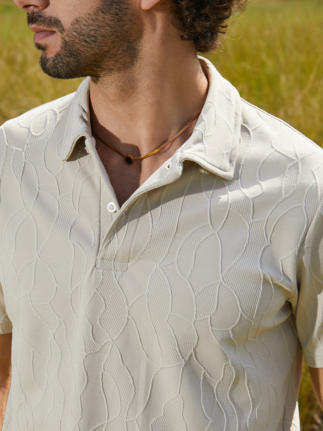 Veined-Tactile Polo T-Shirt