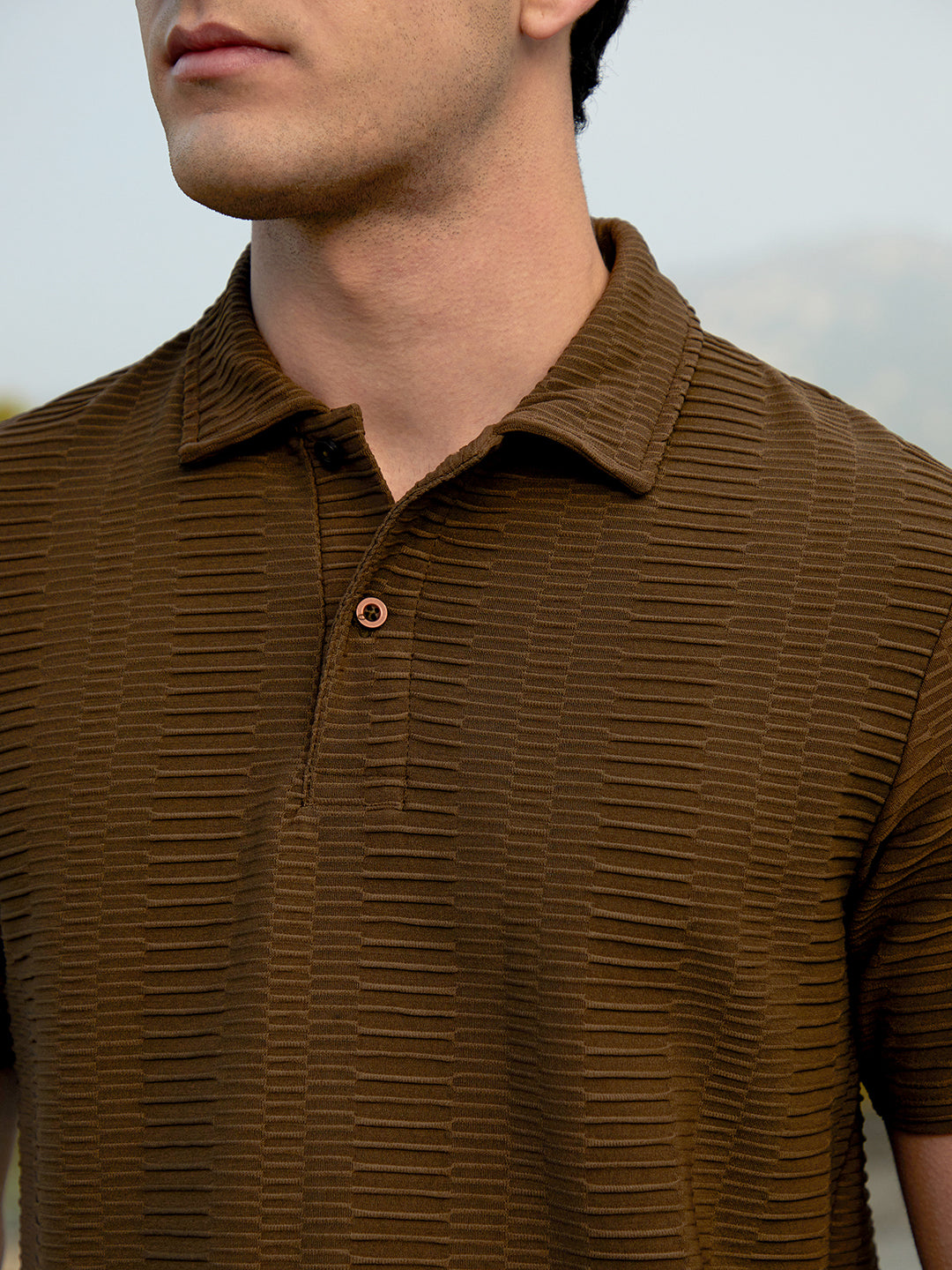 Flatten-Ruched Polo T-Shirt