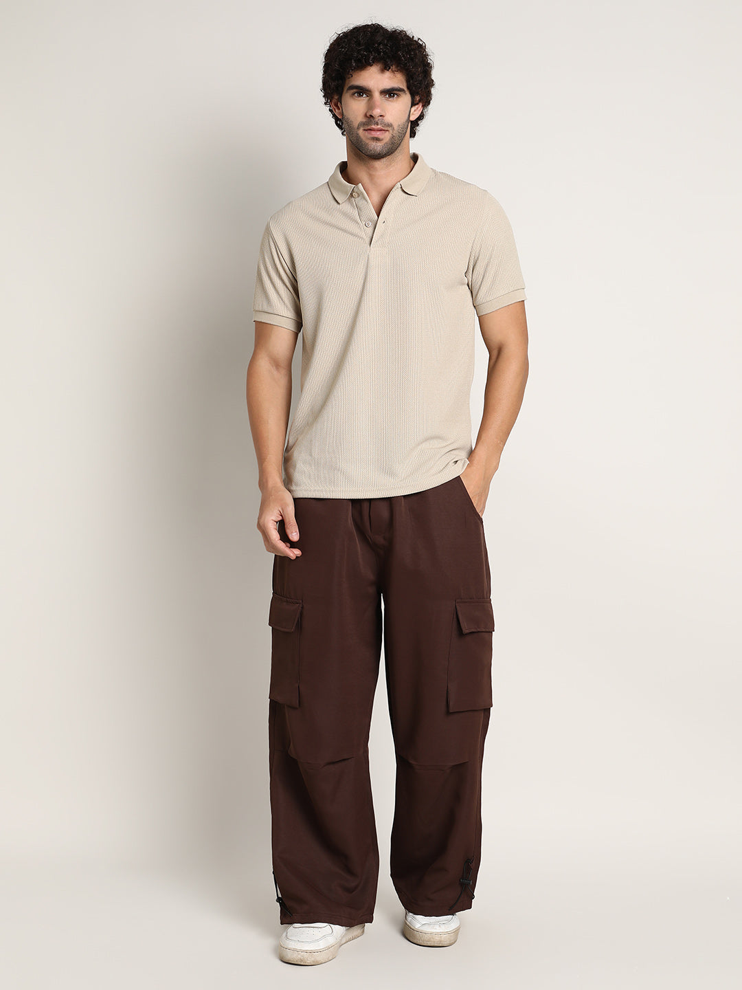 Chainlink-Ribbed Polo T-Shirt