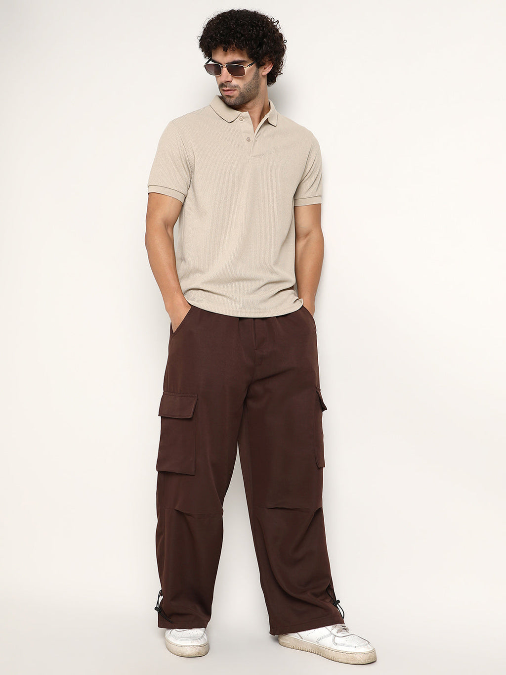 Chainlink-Ribbed Polo T-Shirt