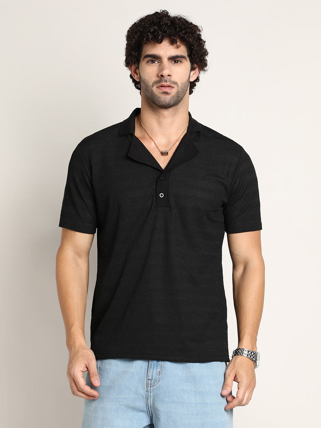 Panel-Tactile Cuban Polo T-Shirt