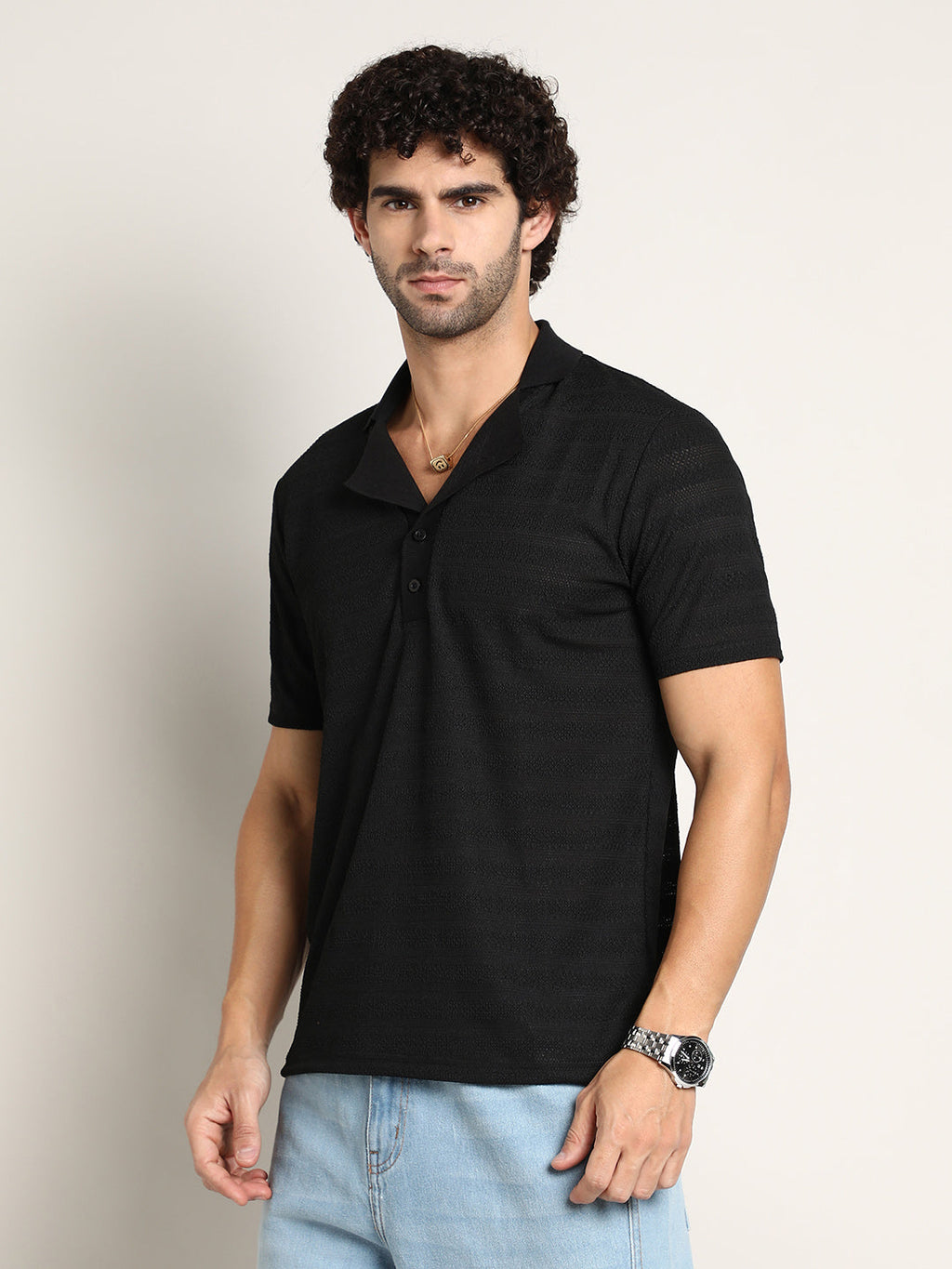 Panel-Tactile Cuban Polo T-Shirt
