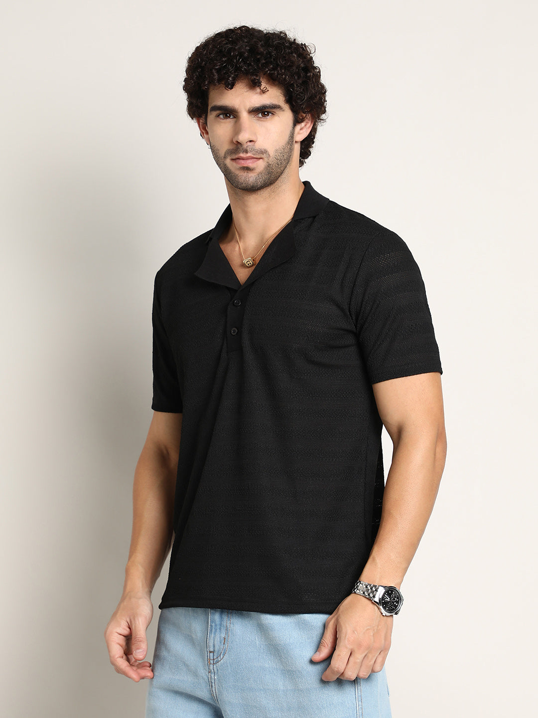 Panel-Tactile Cuban Polo T-Shirt