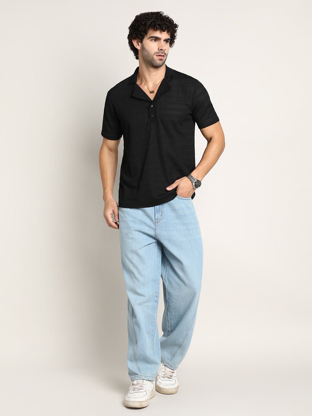 Panel-Tactile Cuban Polo T-Shirt