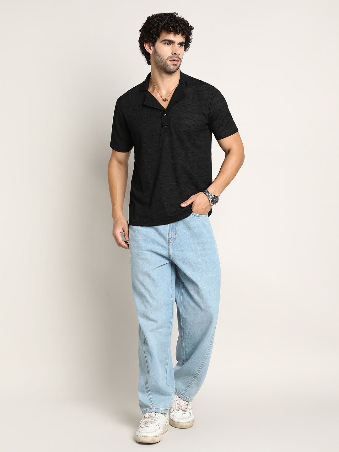 Panel-Tactile Cuban Polo T-Shirt