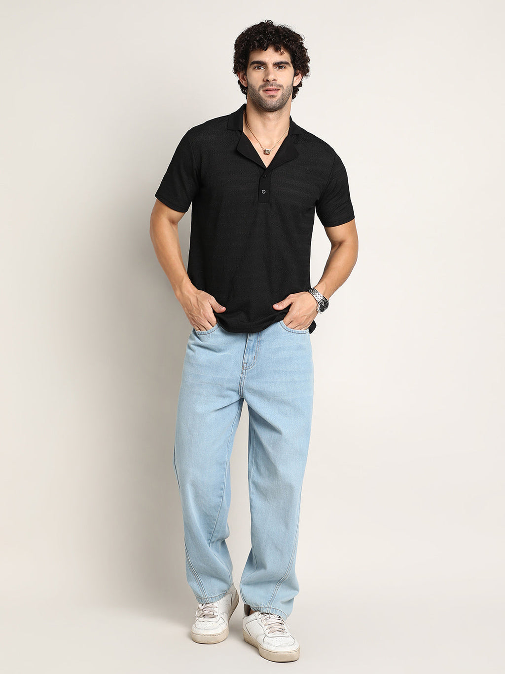 Panel-Tactile Cuban Polo T-Shirt