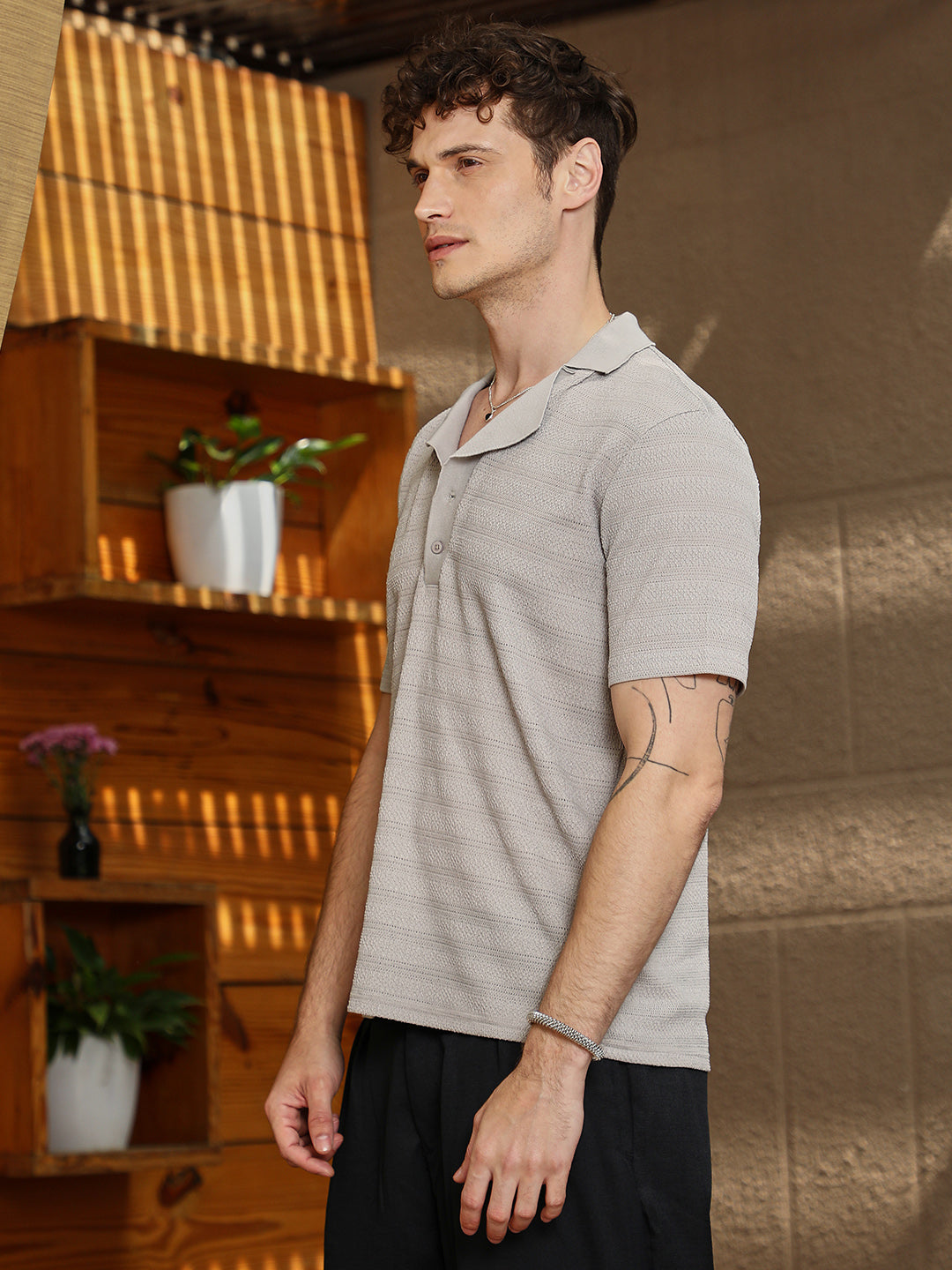 Grainy-Tactile Polo T-Shirt