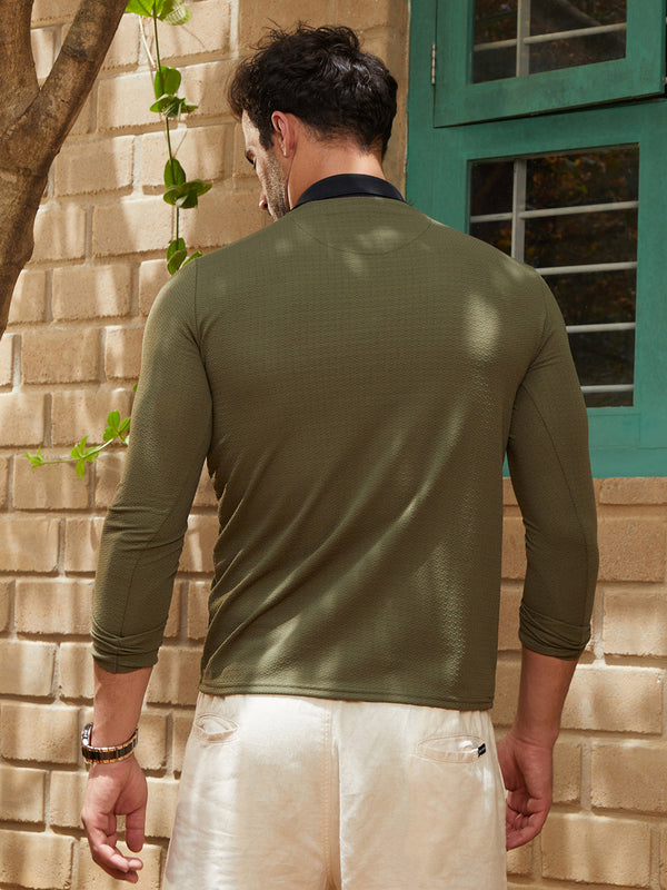 Textured Cuban Polo T-Shirt