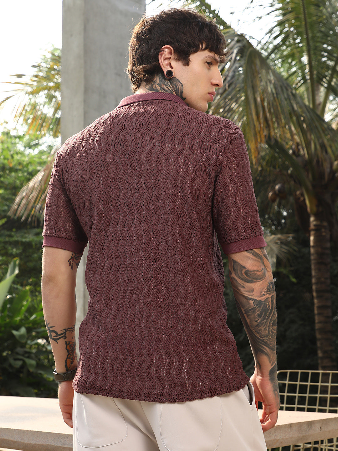 Swirl-Knit Polo Shirt